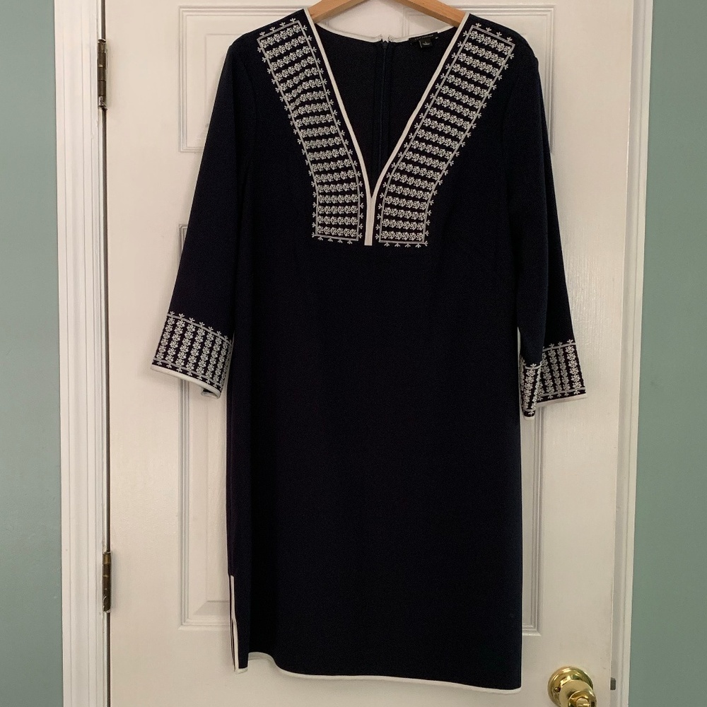 Navy Blue/White Trim Tunic Dress
